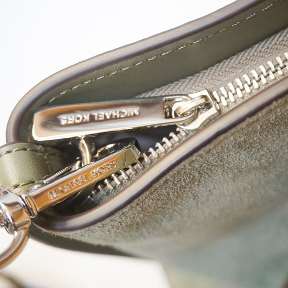 Michael Kors Avril Large Top Zip Satchel Shoulder Leather Bag Army Green - Picture 13 of 13